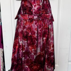 Torrid Pink and Red Floral Strapless Dress